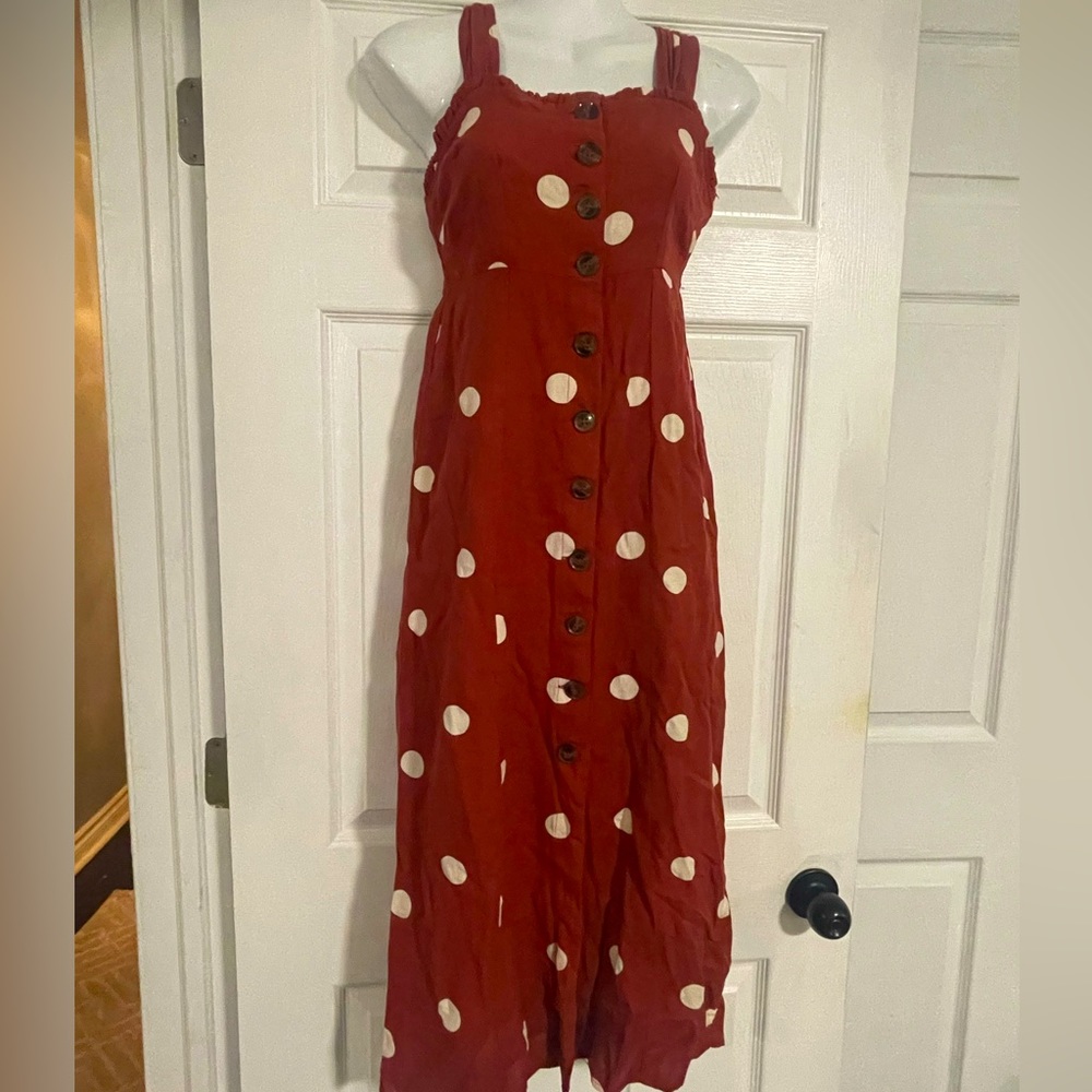 Japna polka dot button down summer dress size XS